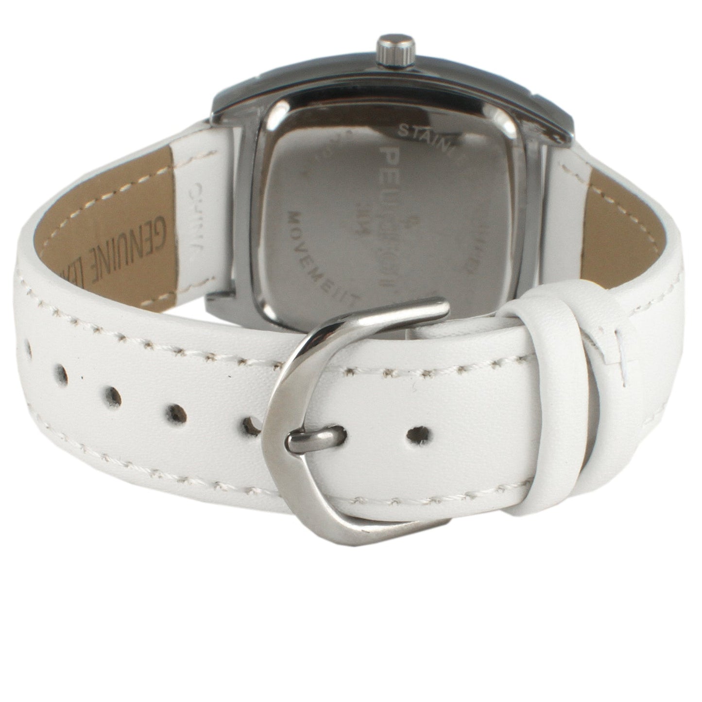 Women's 32mm White Crystal Bezel Leather Strap Watch