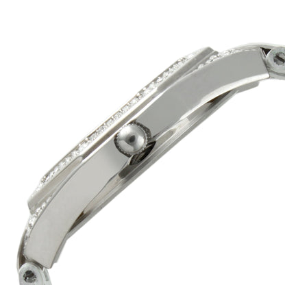 Women's 37mm White Watch with Crystal Bezel Leather Band